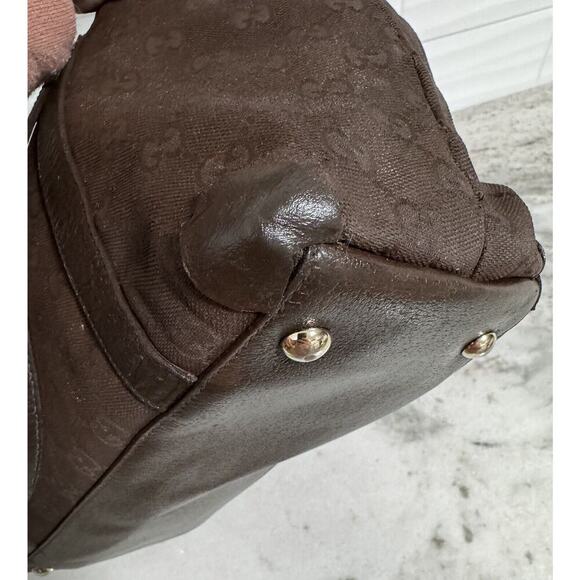 Auth Gucci GG Canvas Brown Abbey Tote Handbag - Picture 10 of 16